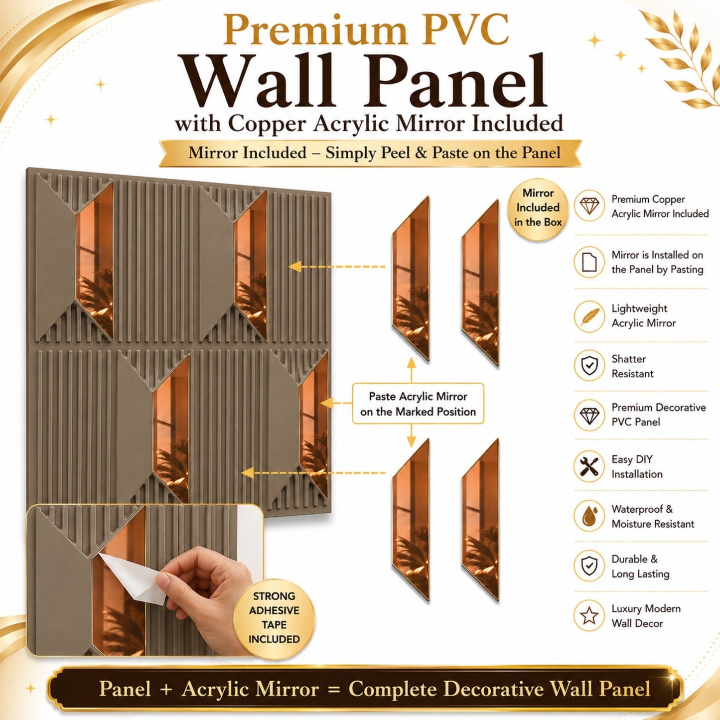 Mega Greige Copper Artisan Design Acrylic 3D Wall Panel-5
