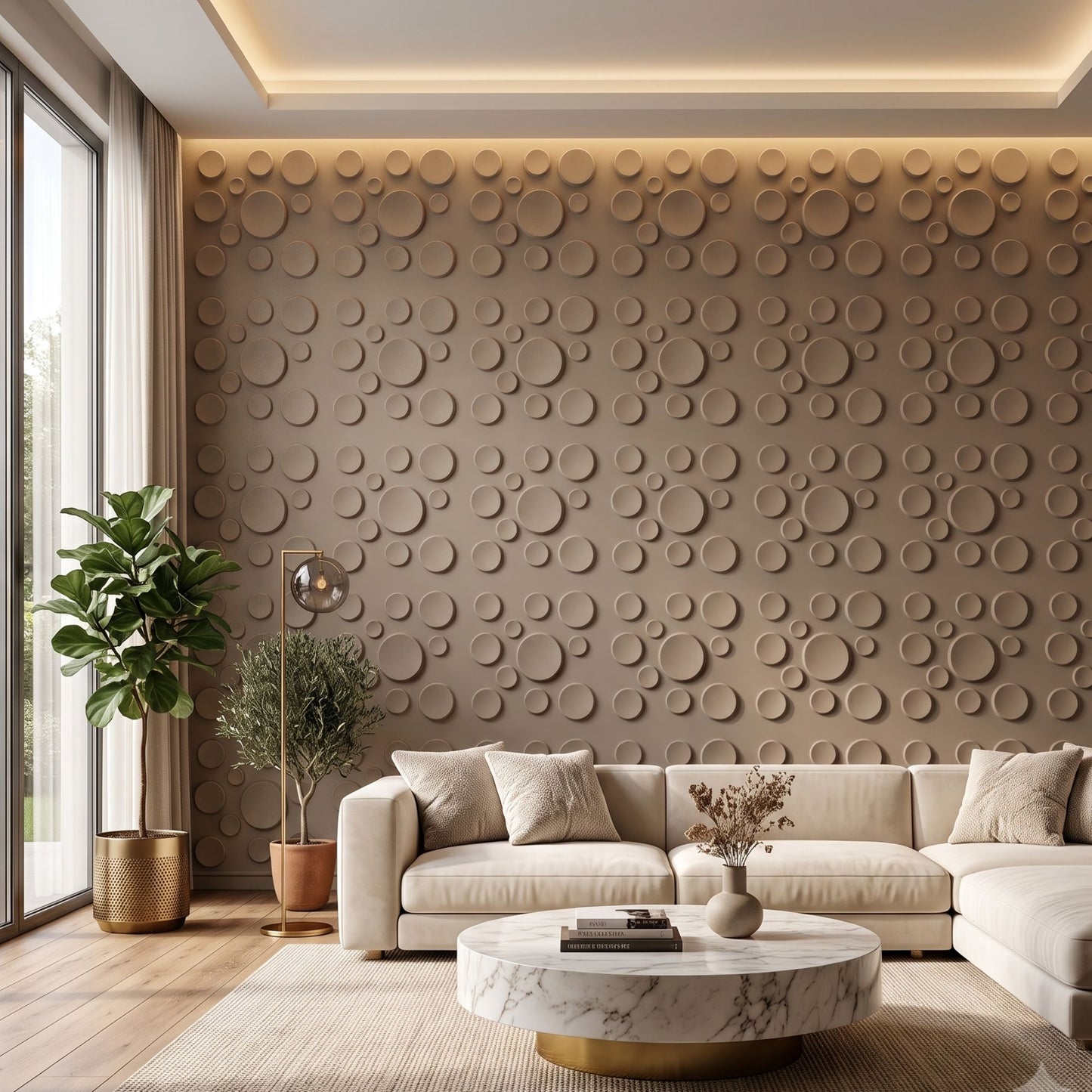 Mega Greige Moon Design 3D Wall Panel-1