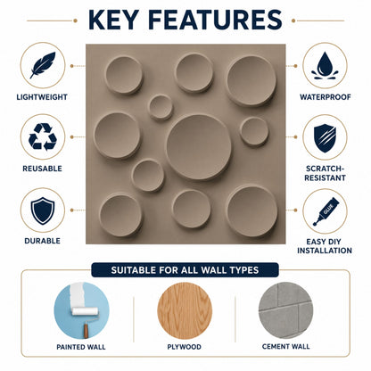Mega Greige Moon Design 3D Wall Panel-2