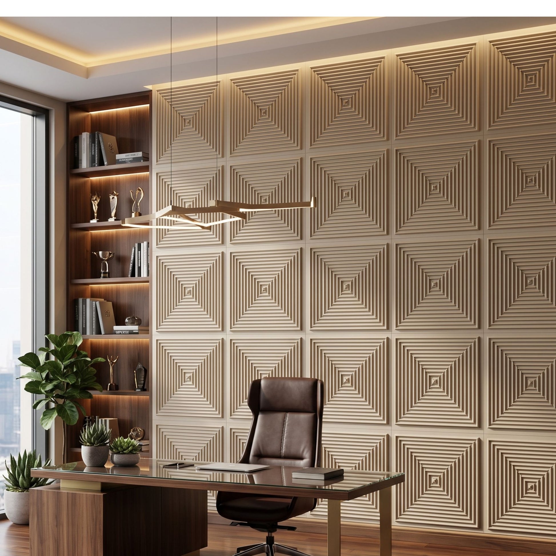Mega Greige Pyramid Design 3D Wall Panel-1