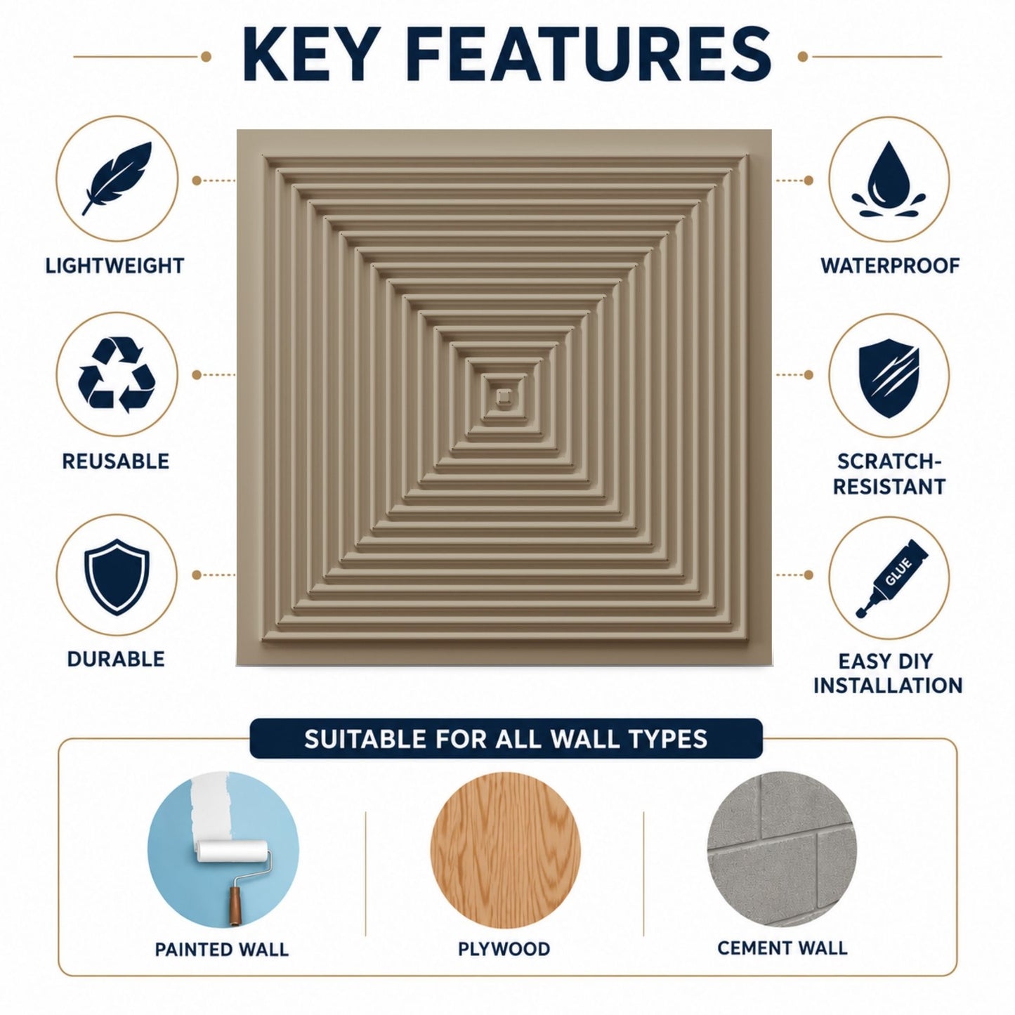Mega Greige Pyramid Design 3D Wall Panel-2