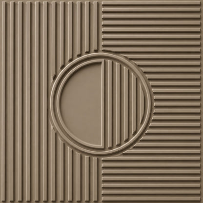 Mega Greige Self Adhesive PVC wall Panels Fluted Circle Design
