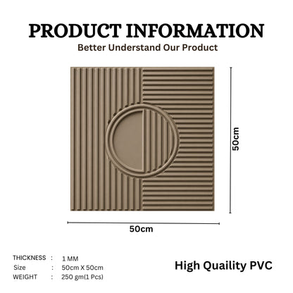 Mega Greige Self Adhesive PVC wall Panels Fluted Circle Design
