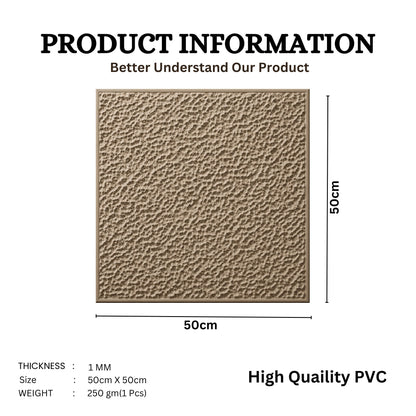 Mega Greige Self Adhesive PVC wall Panels Textured Design
