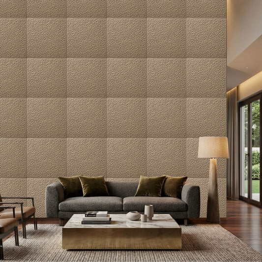 Mega Greige Self Adhesive PVC wall Panels Textured Design
