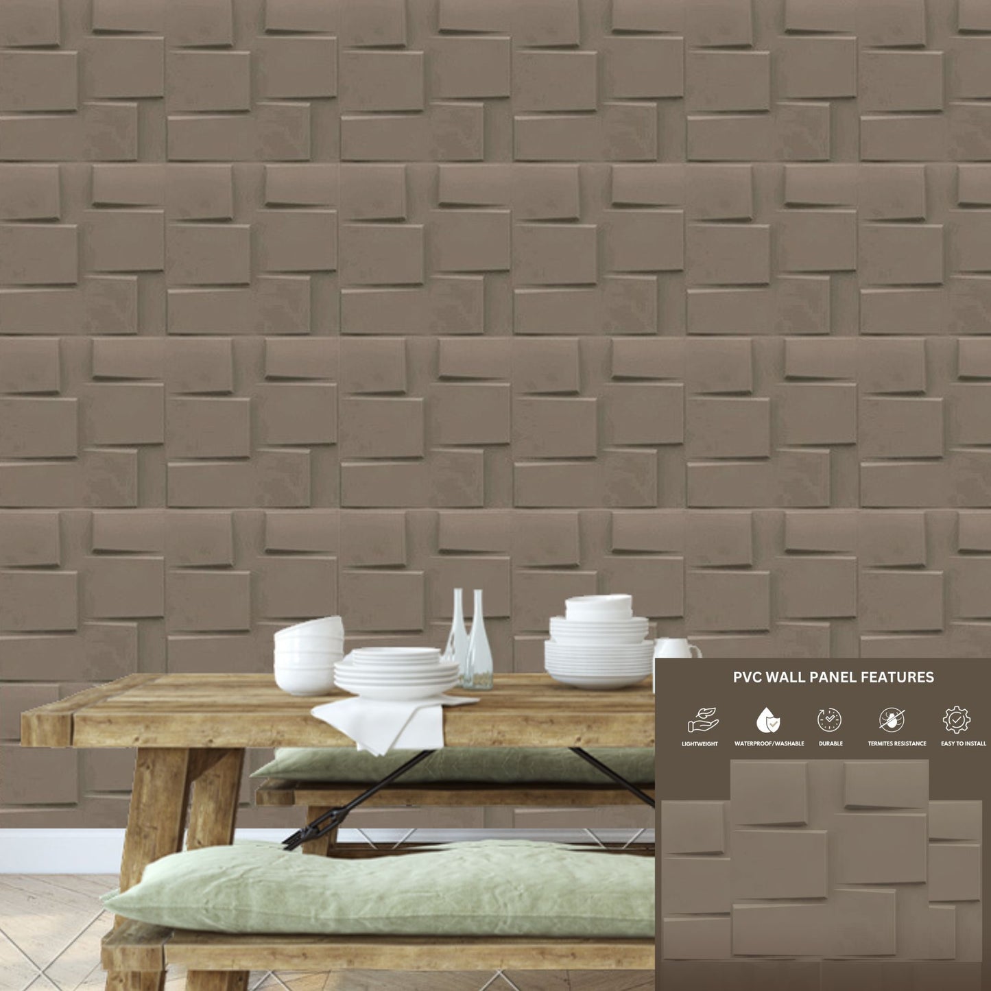 Mega Greige Stream Design 3D Wall Panel-2