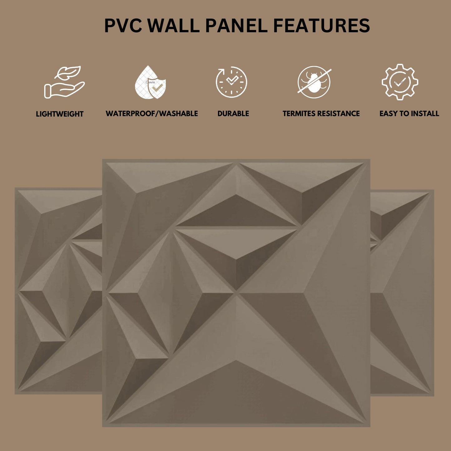 Mega Greige Diamond Design 3D Wall Panel-3