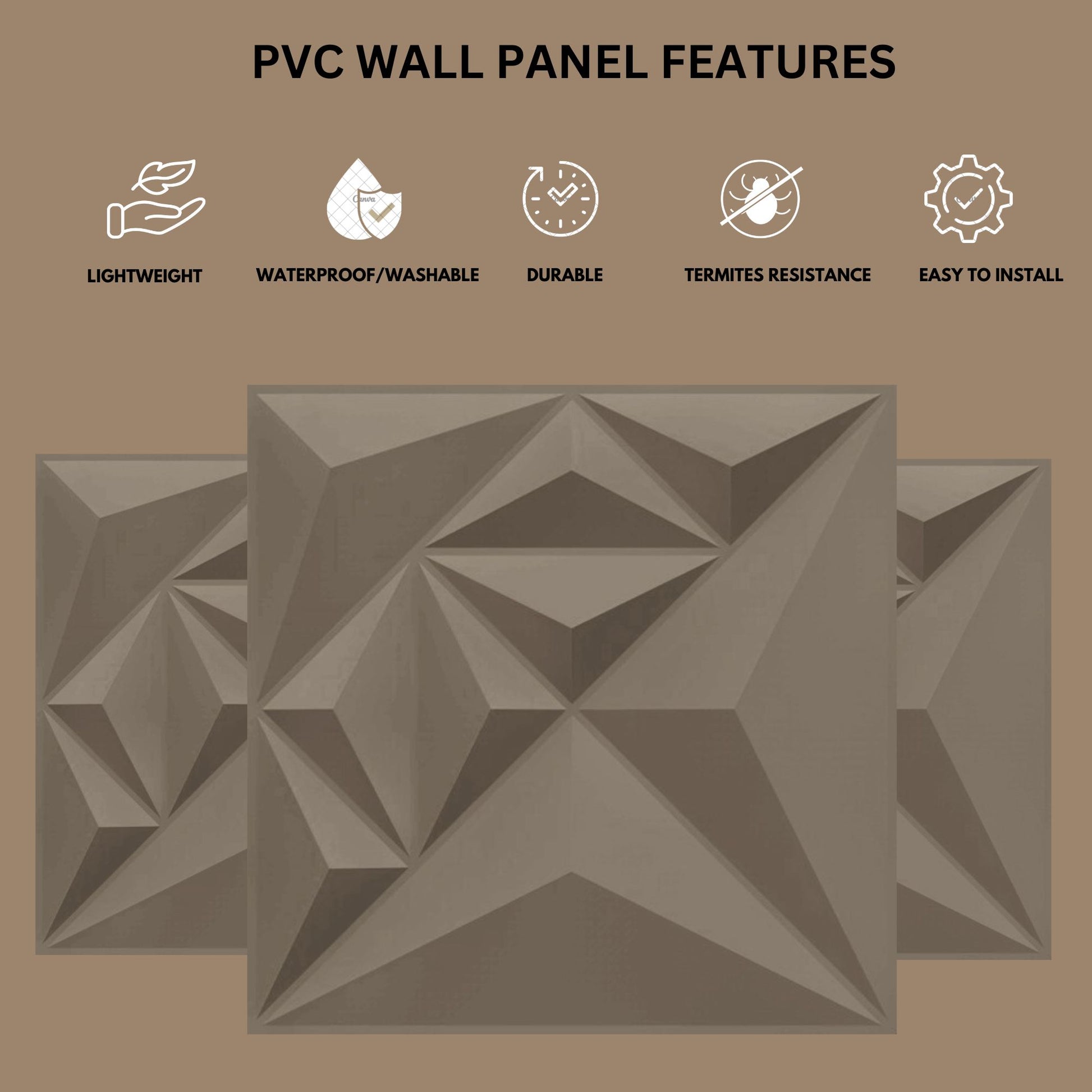 Mega Greige Diamond Design 3D Wall Panel-3