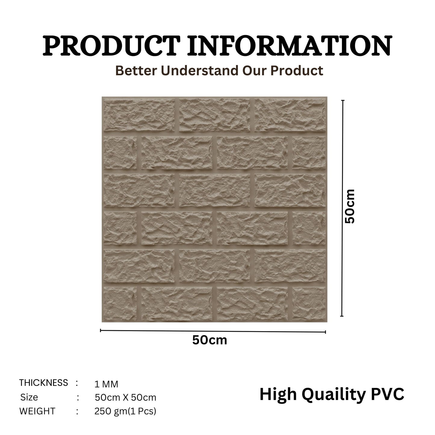 Mega Greige Self Adhesive 3D Panels Brick Design