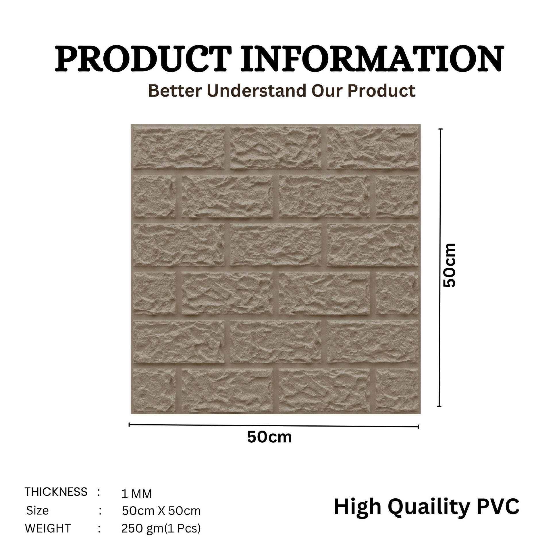 Mega Greige Self Adhesive 3D Panels Brick Design