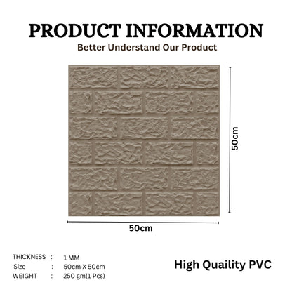 Mega Greige Self Adhesive 3D Panels Brick Design