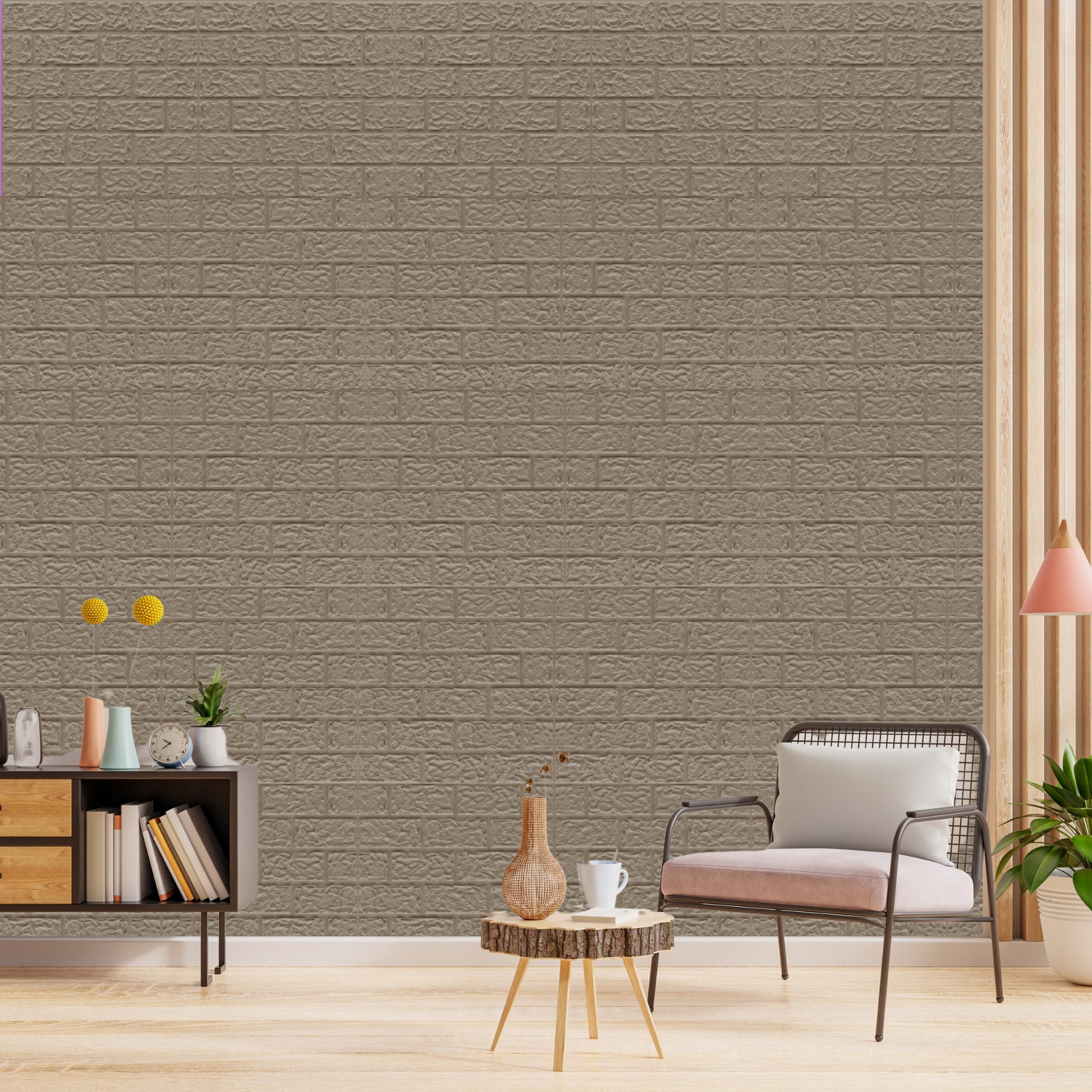 Mega Greige Self Adhesive 3D Panels Brick Design