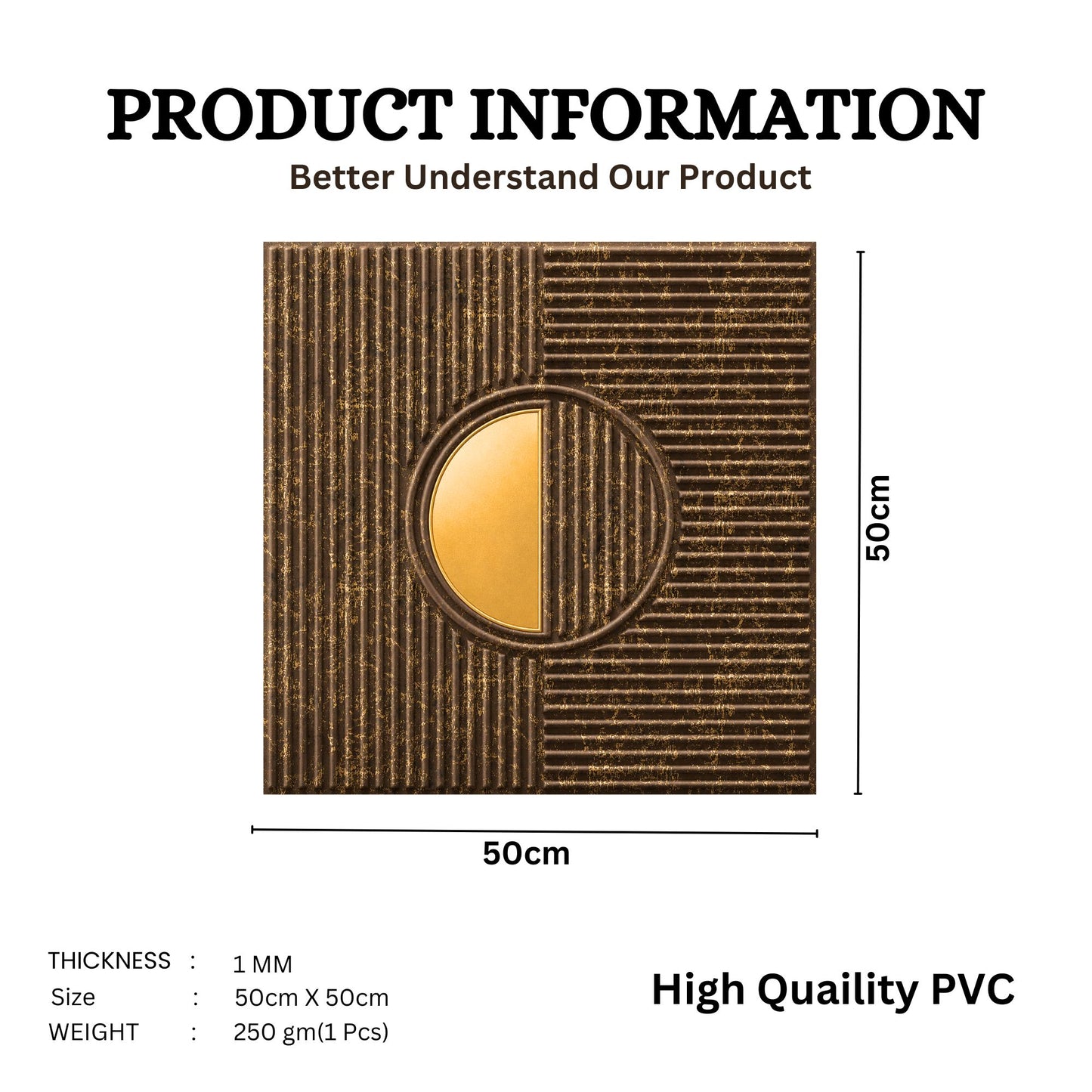 Meganum Brown - Copper Self Adhesive PVC wall Panels Fluted Circle Design