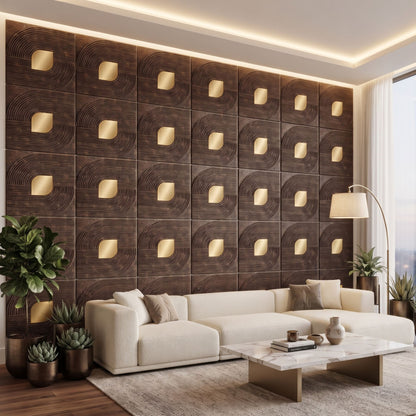 Meganum Brown - Copper Self Adhesive PVC wall Panels Curve Line Design
