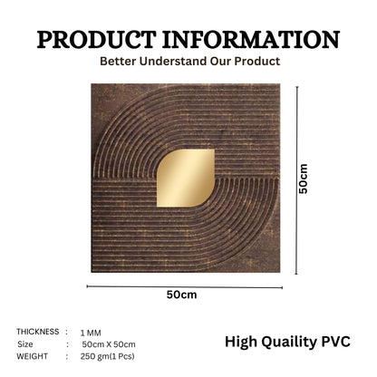 Meganum Brown - Copper Self Adhesive PVC wall Panels Curve Line Design
