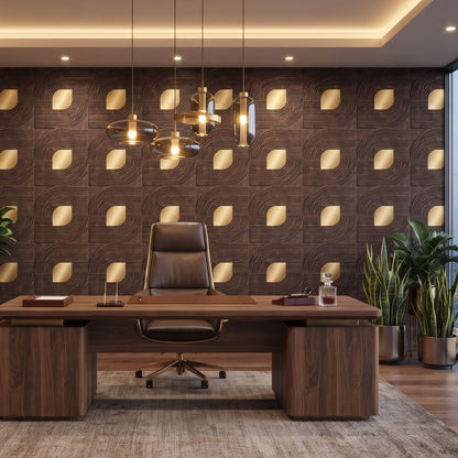 Meganum Brown - Copper Self Adhesive PVC wall Panels Curve Line Design

