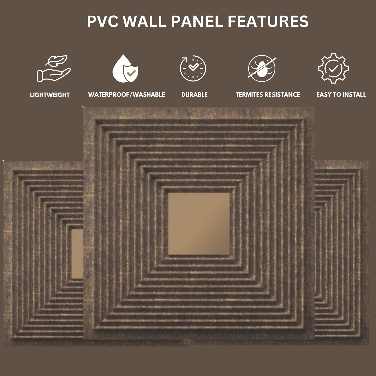 Meganum Brown - Copper Self Adhesive Panels Line Design
