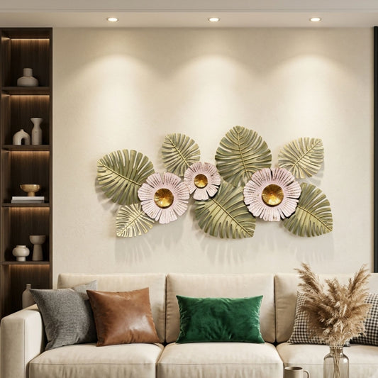 Metal Wall Art - Size 115X5.6X620 cm| Metal Leaf Flower