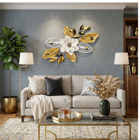 Metal Wall Art - Size 123X10X77 cm| Multi Leaf