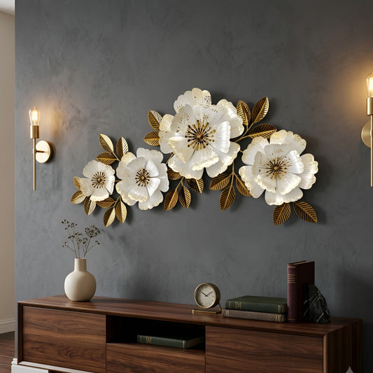 Metal Wall Art - Size 128X8X62 cm| blooming Flower