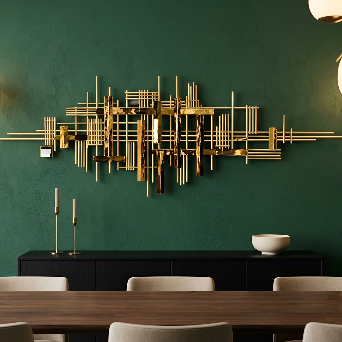 Metal Wall Art - Size 145X60X5 cm| Abstract Gold