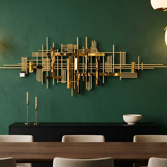 Metal Wall Art - Size 145X60X5 cm| Abstract Gold