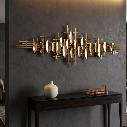 Metal Wall Art - Size 150X60 cm| Abstract Leaf