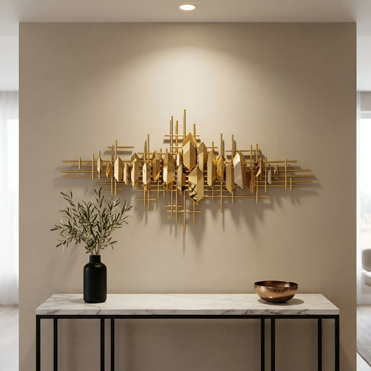 Metal Wall Art - Size 150X60 cm| Modern Gold