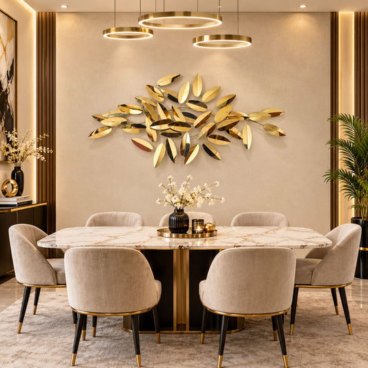 Metal Wall Art - Size 150X78 cm| Bamboo Leaf
