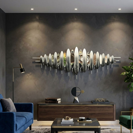 Metal Wall Art - Size 180X70 cm| Mirror Oval