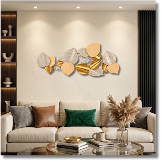 Metal Wall Art - Size 94.5X47.5 cm| Heart leaf