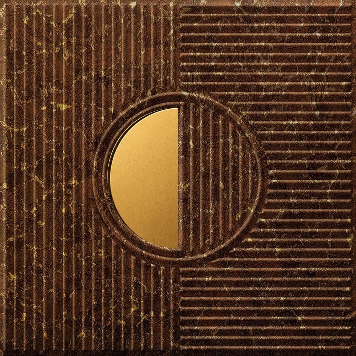 Metallic Bronze - Gold Self Adhesive PVC wall Panels Fluted Circle Design
