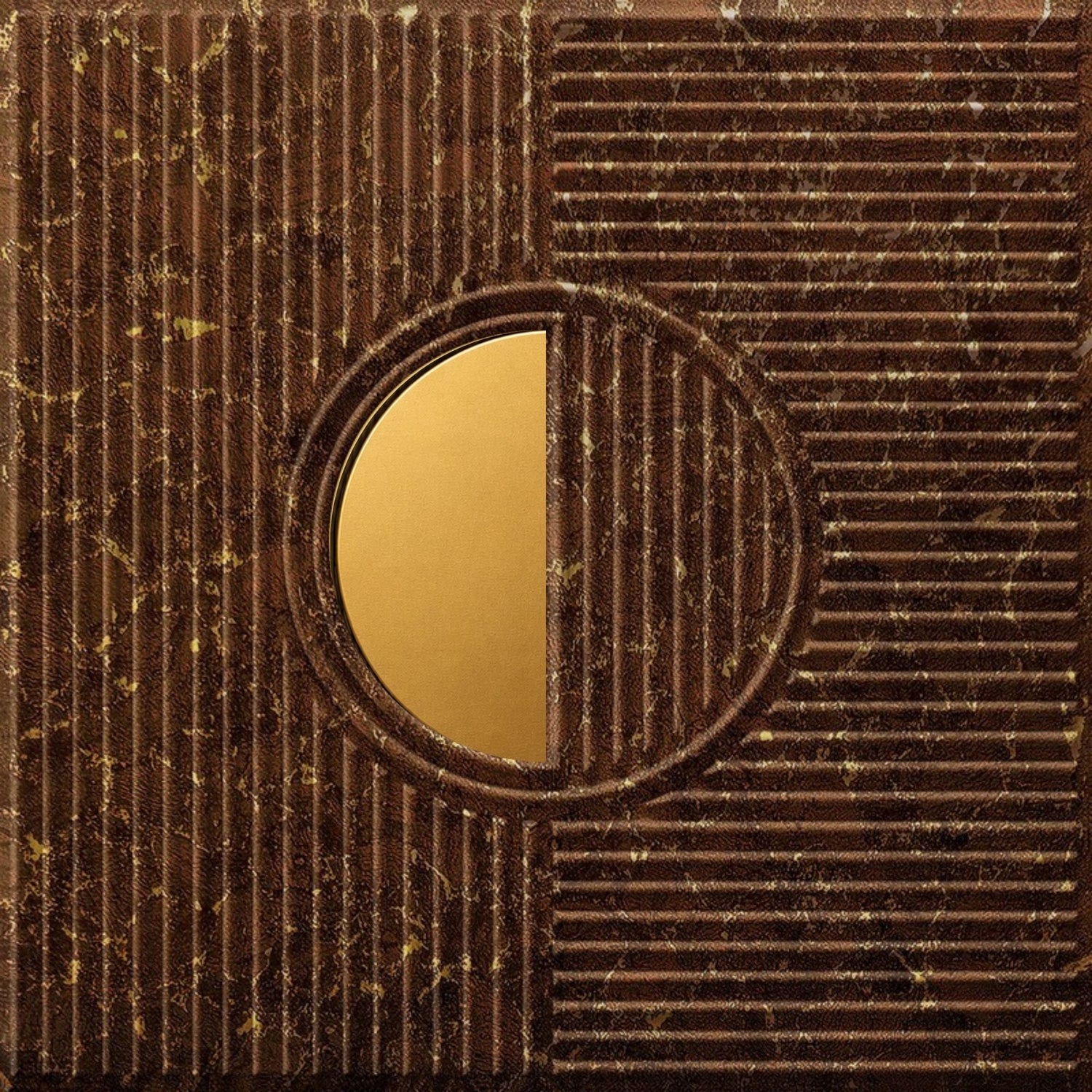 Metallic Bronze - Gold Self Adhesive PVC wall Panels Fluted Circle Design
