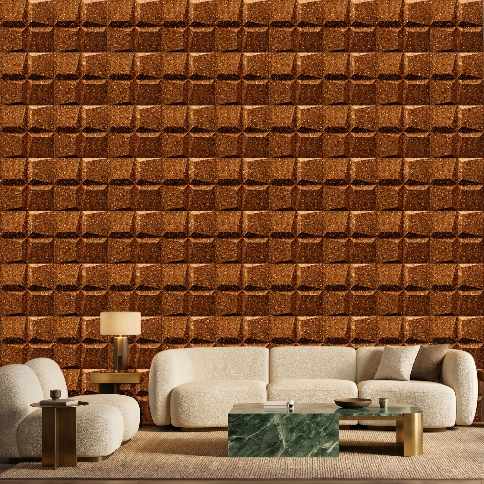 Metallic Bronze 3D Wall Panels Cube Design-1