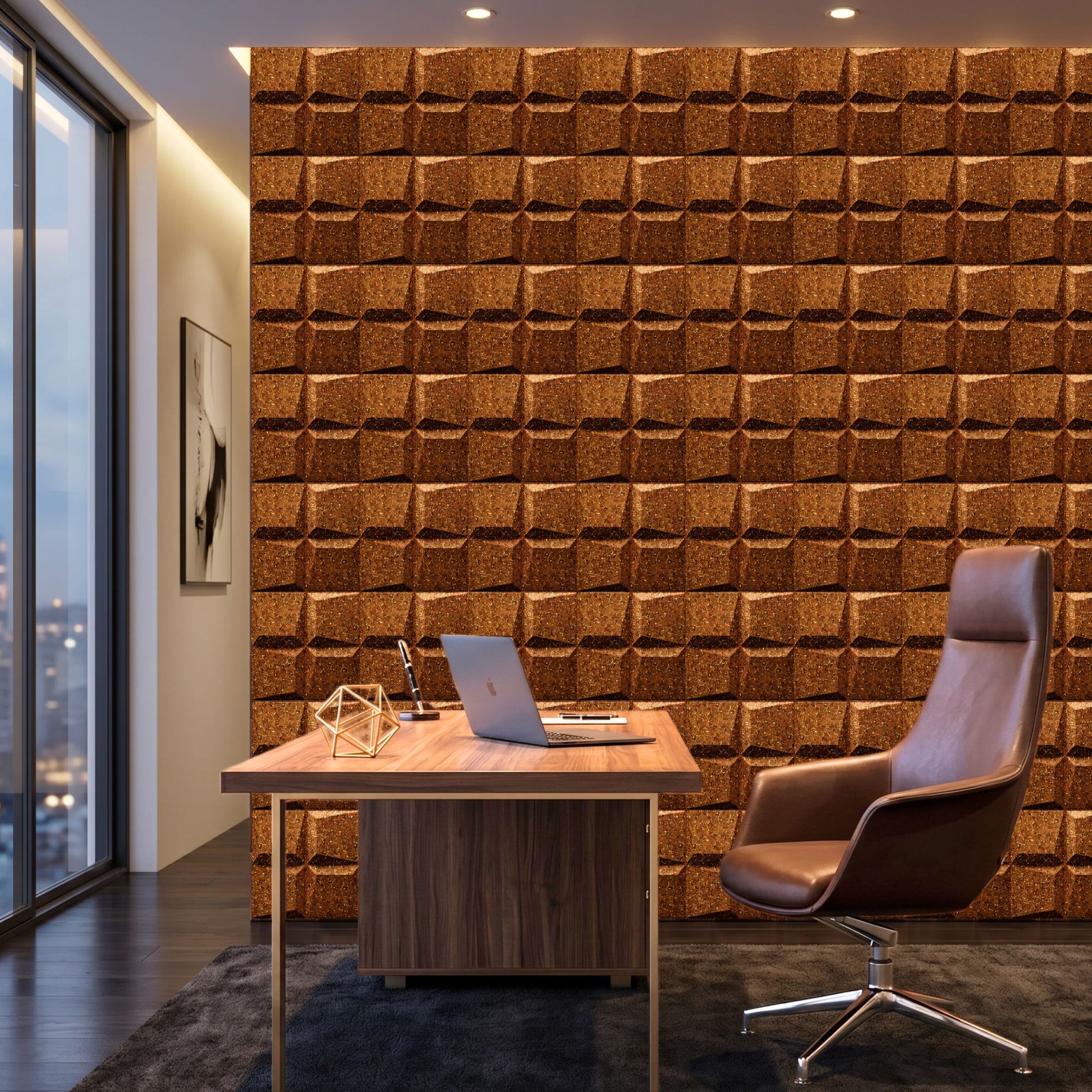 Metallic Bronze 3D Wall Panels Cube Design-2