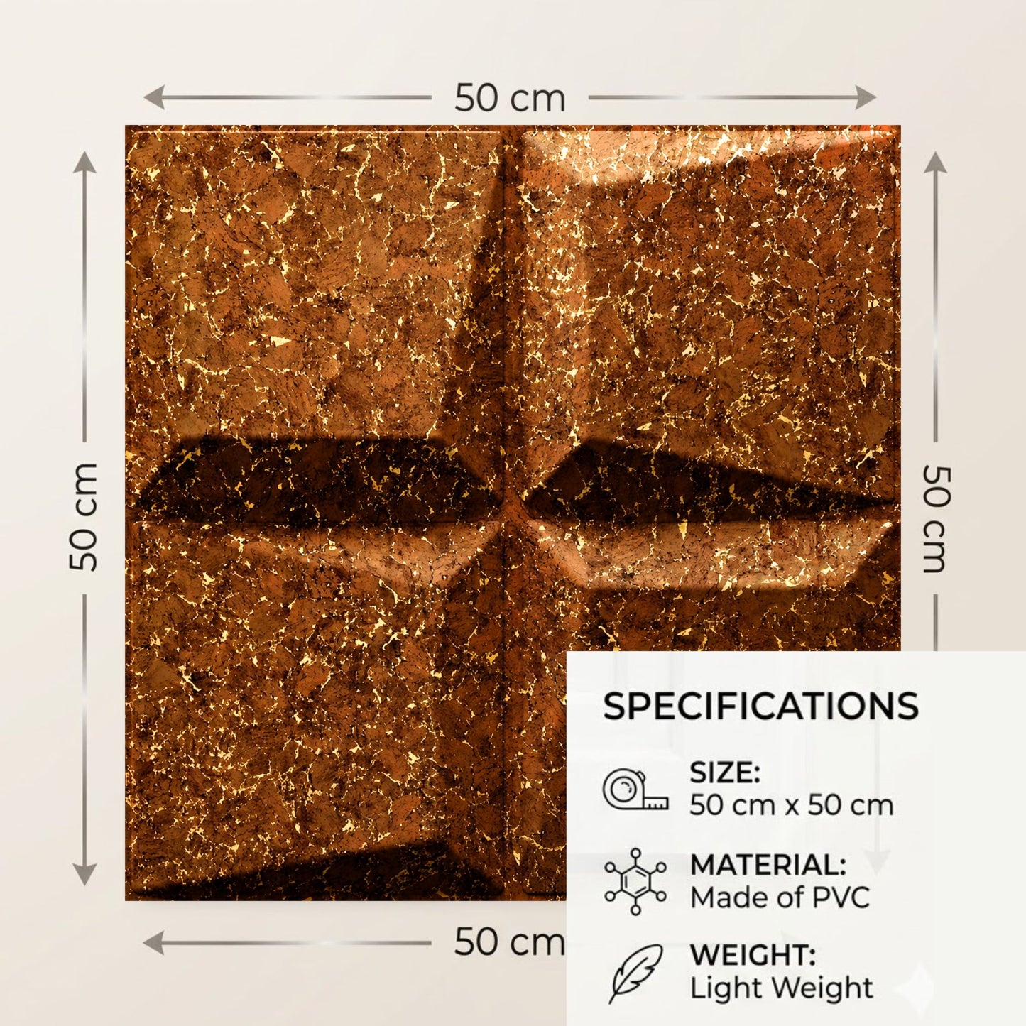Metallic Bronze 3D Wall Panels Cube Design-4