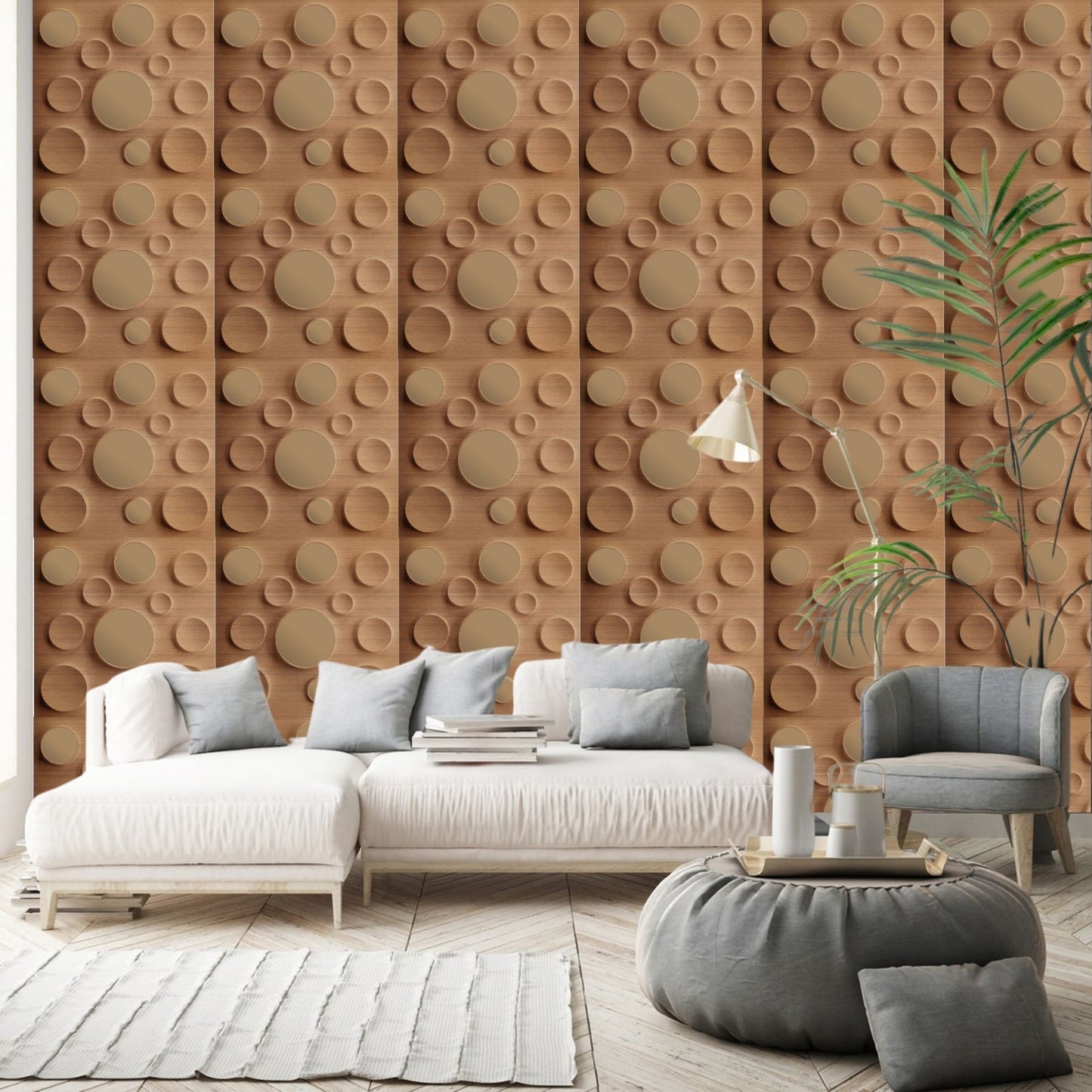 Metallic Bronze Acrylic Moon Design 3D Wall Panel-1