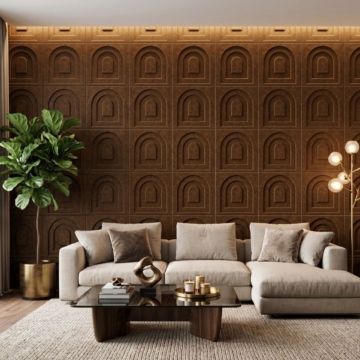 Metallic Bronze Archi Design 3D Wall Panel-1