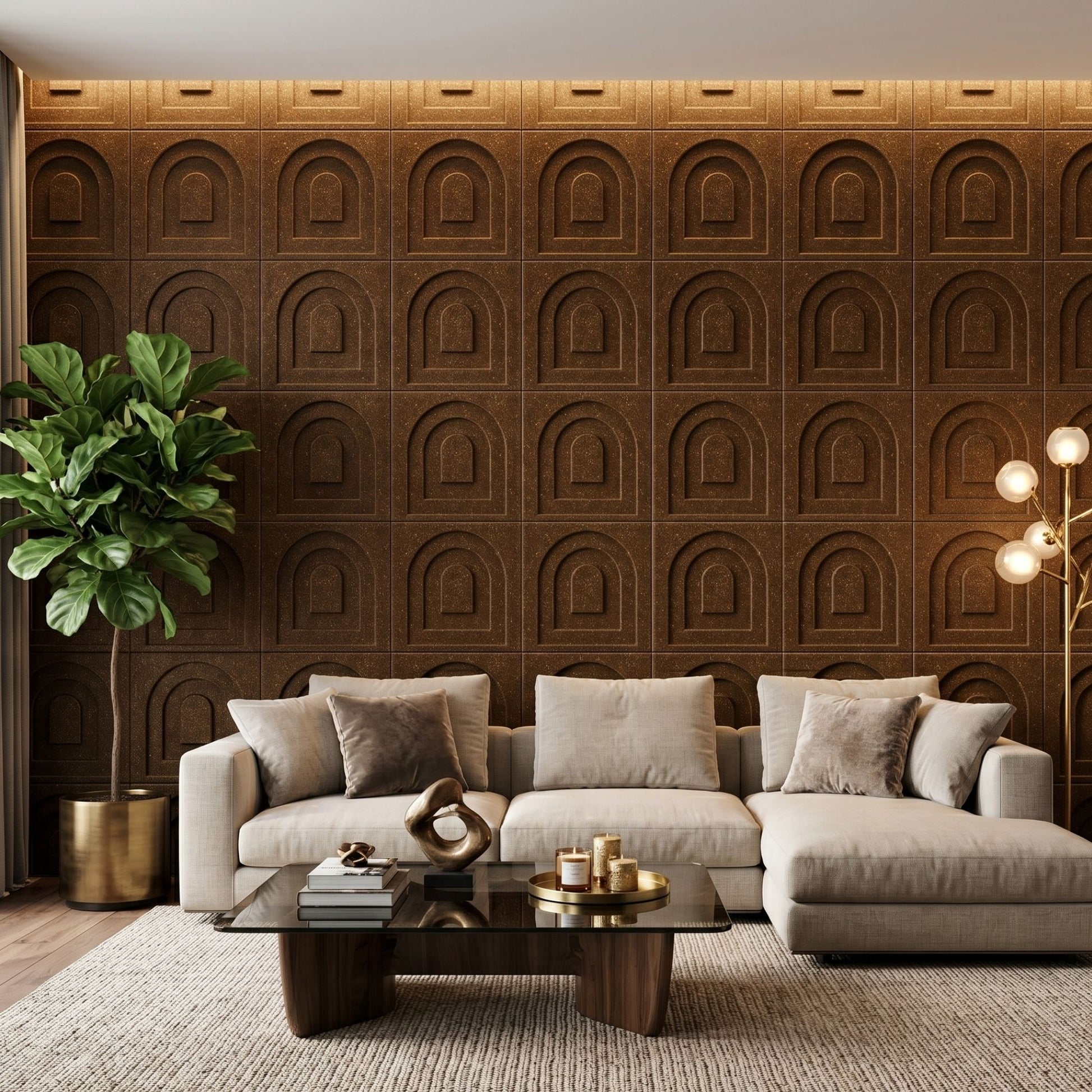 Metallic Bronze Archi Design 3D Wall Panel-1
