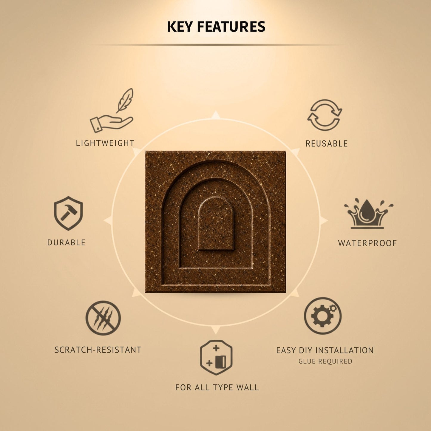 Metallic Bronze Archi Design 3D Wall Panel-2