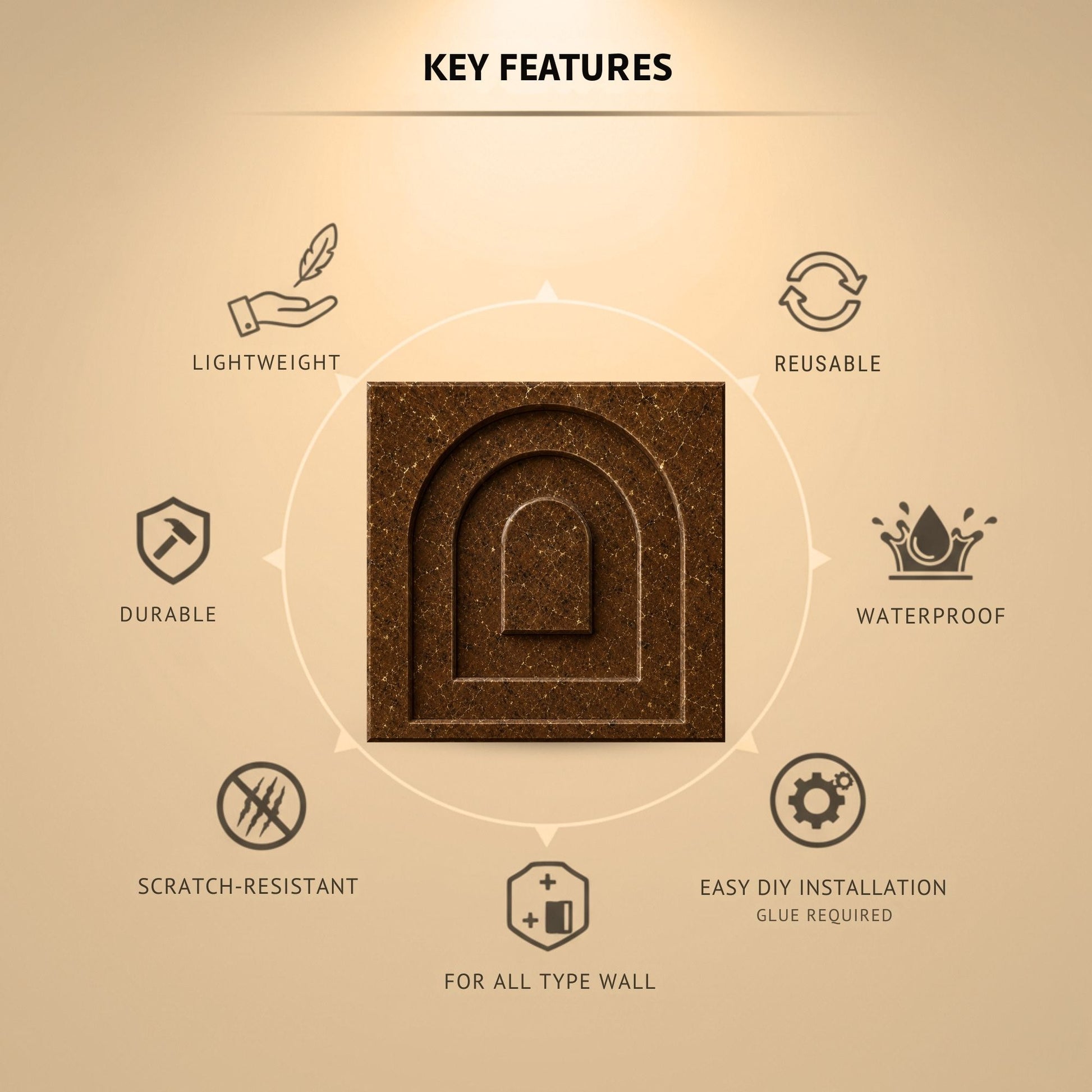 Metallic Bronze Archi Design 3D Wall Panel-2