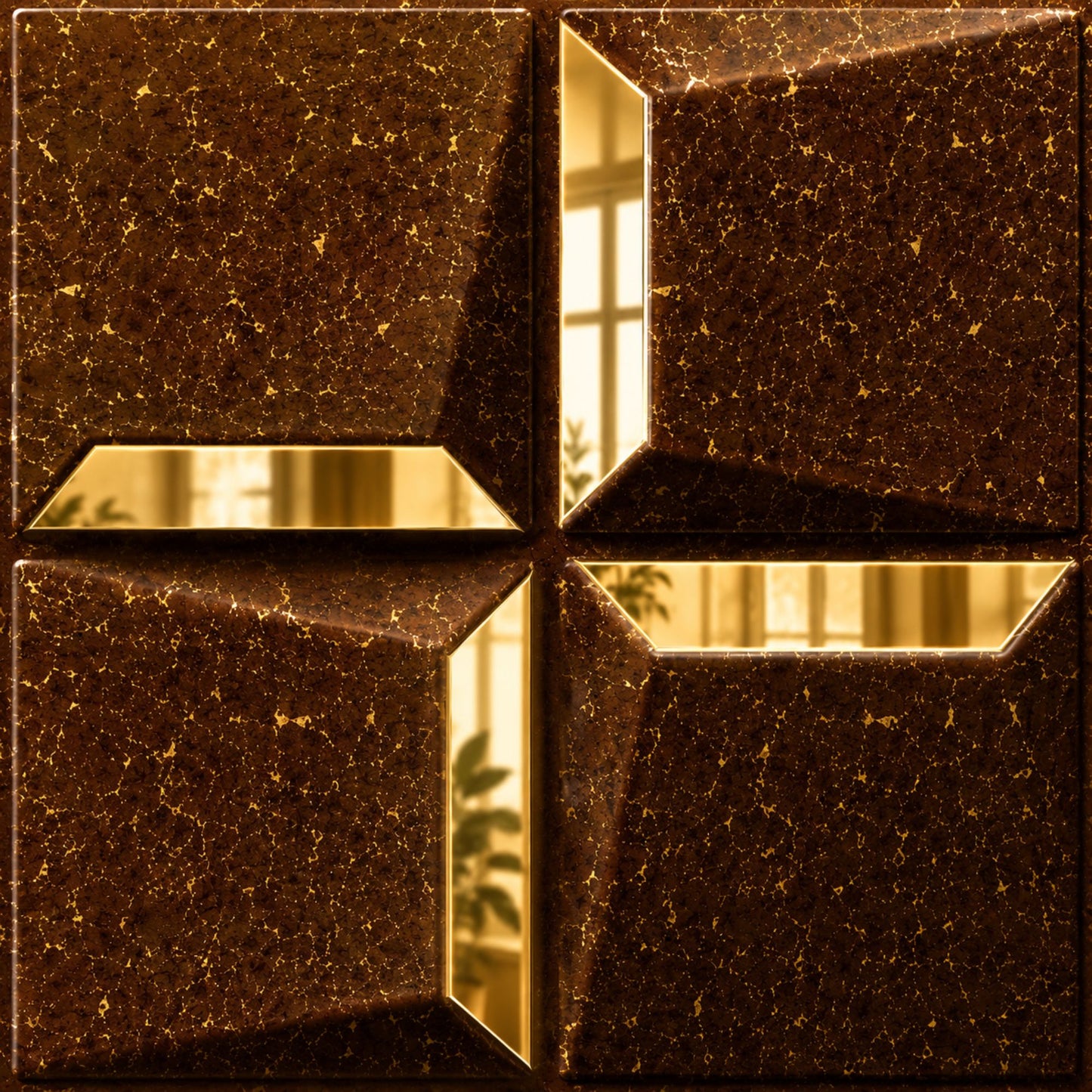 Metallic Bronze Gold Acrylic Cube Design 3D Wall Panel