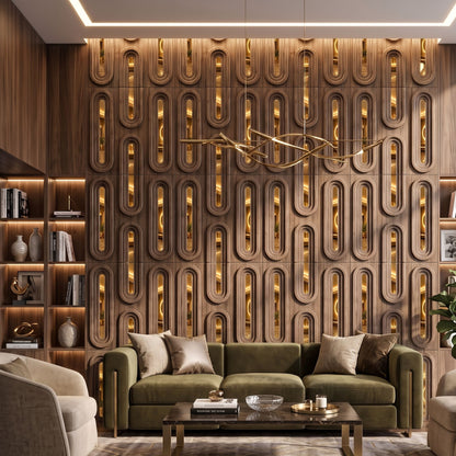 Metallic Bronze Gold Acrylic Loops Design 3D Wall Panel-2