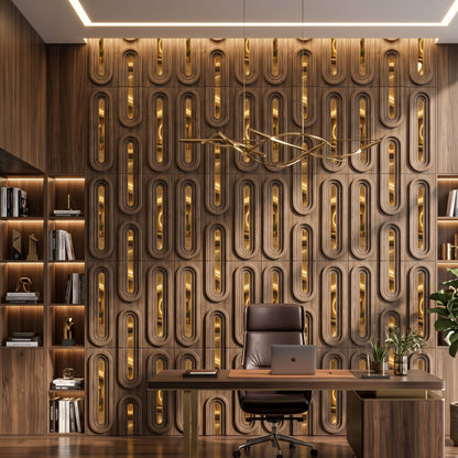 Metallic Bronze Gold Acrylic Loops Design 3D Wall Panel-3