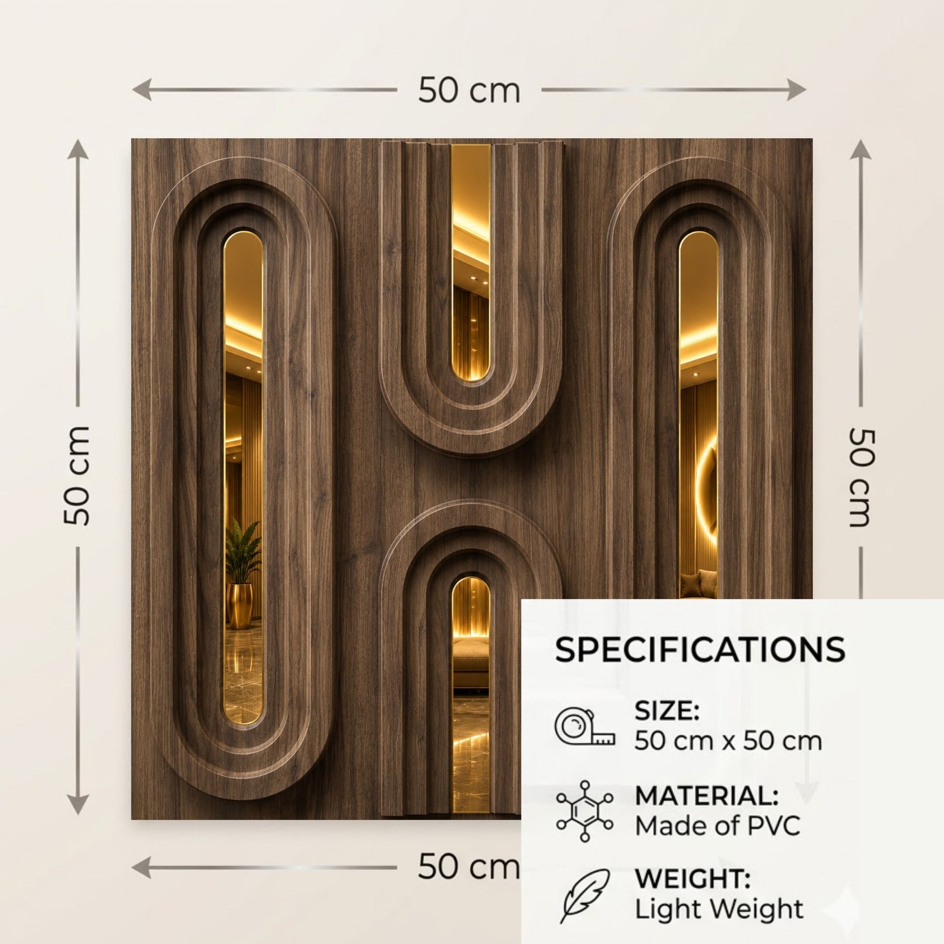 Metallic Bronze Gold Acrylic Loops Design 3D Wall Panel-4