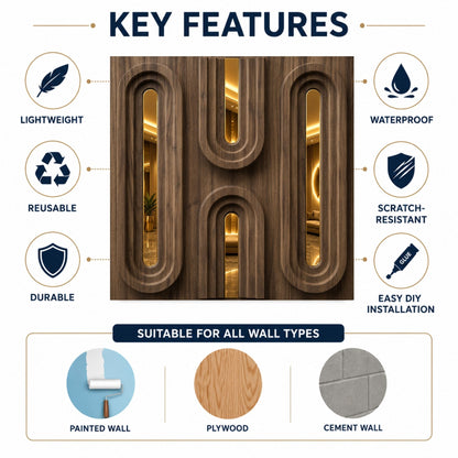 Metallic Bronze Gold Acrylic Loops Design 3D Wall Panel-5