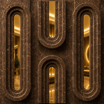 Metallic Bronze Gold Acrylic Loops Design 3D Wall Panel
