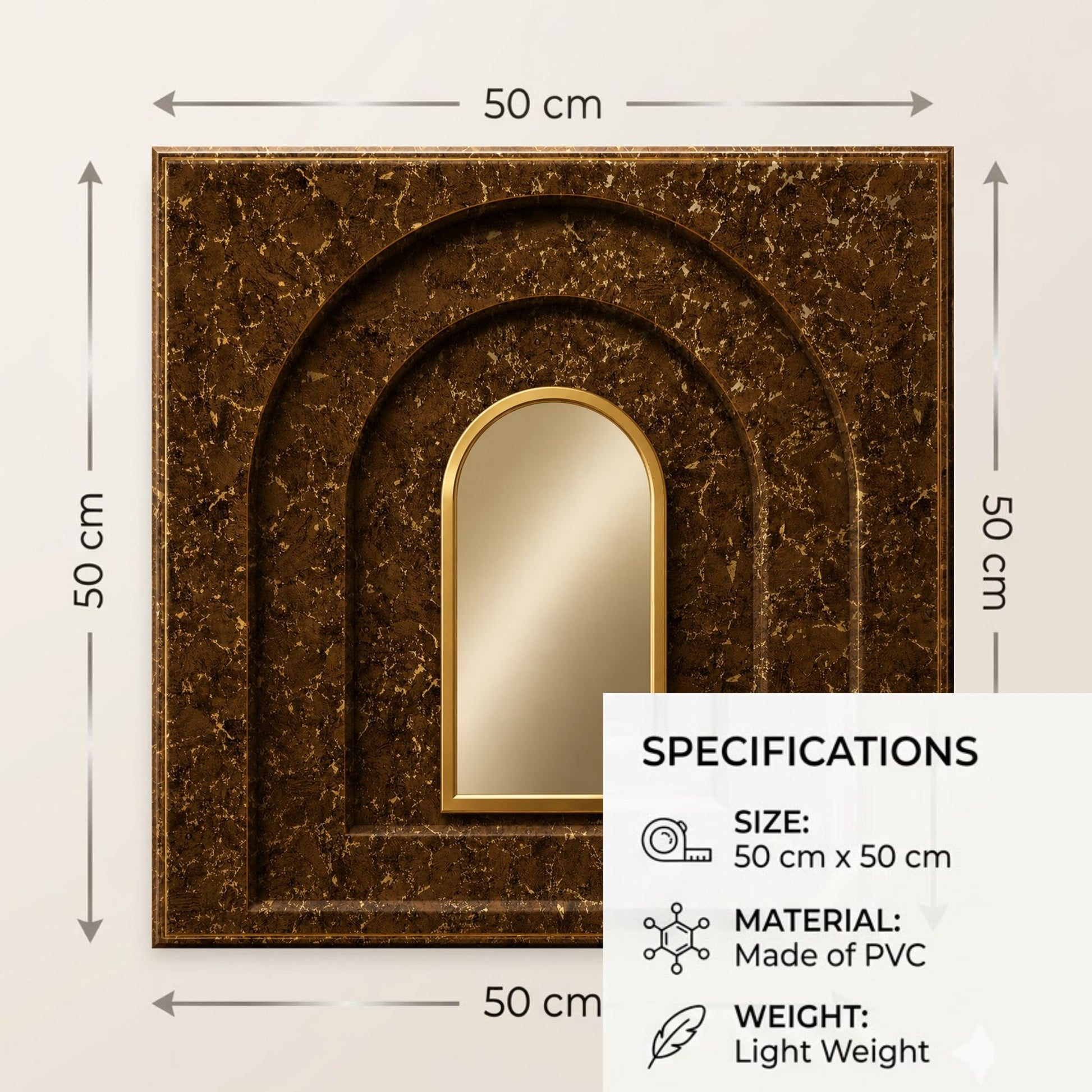 Metallic Bronze Gold Archi Design Acrylic 3D Wall Panel-2