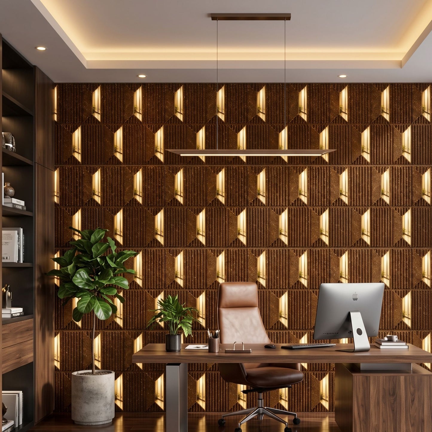 Metallic Bronze Gold Artisan Design Acrylic 3D Wall Panel-1
