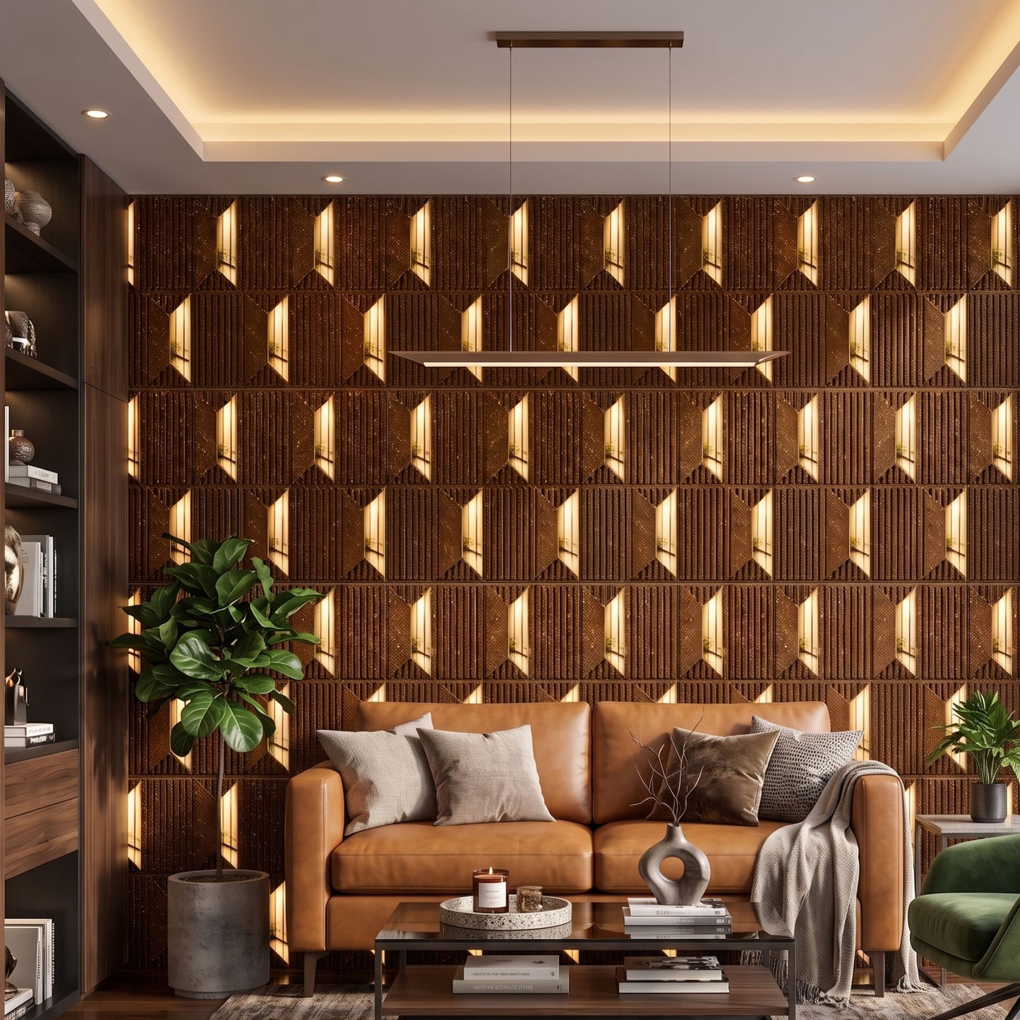 Metallic Bronze Gold Artisan Design Acrylic 3D Wall Panel-2